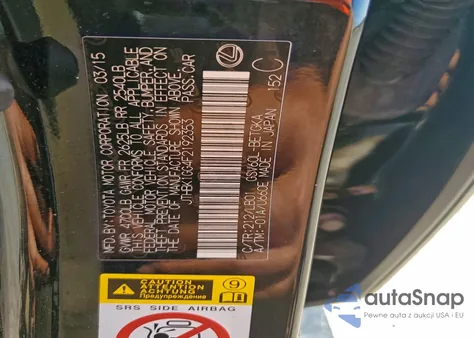 2015 Lexus Es 350 from USA, damaged, VIN JTHBK1GG4F2192353
